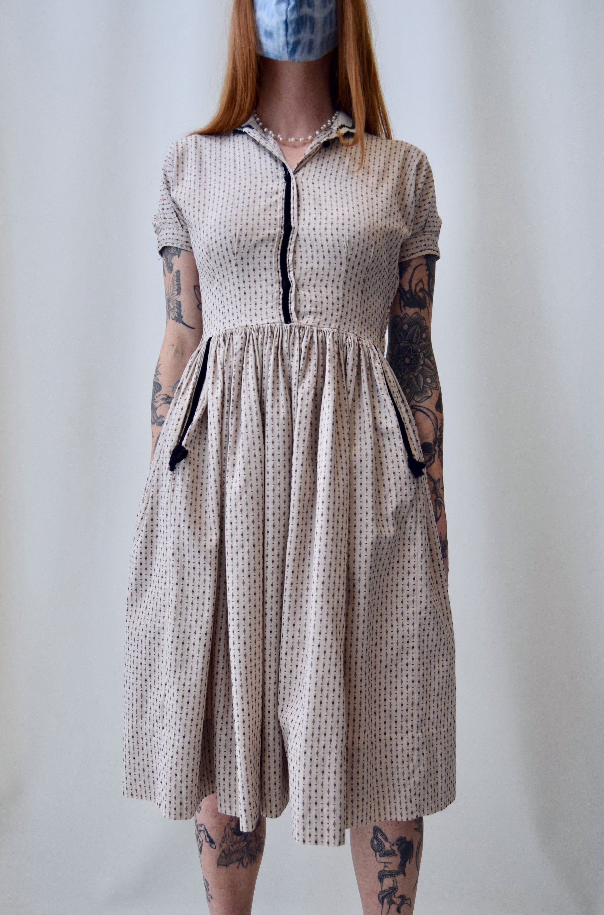 Fifties Woven Pattern Cotton Dress