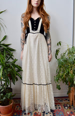 70s Renaissance Lace And Velvet Gown