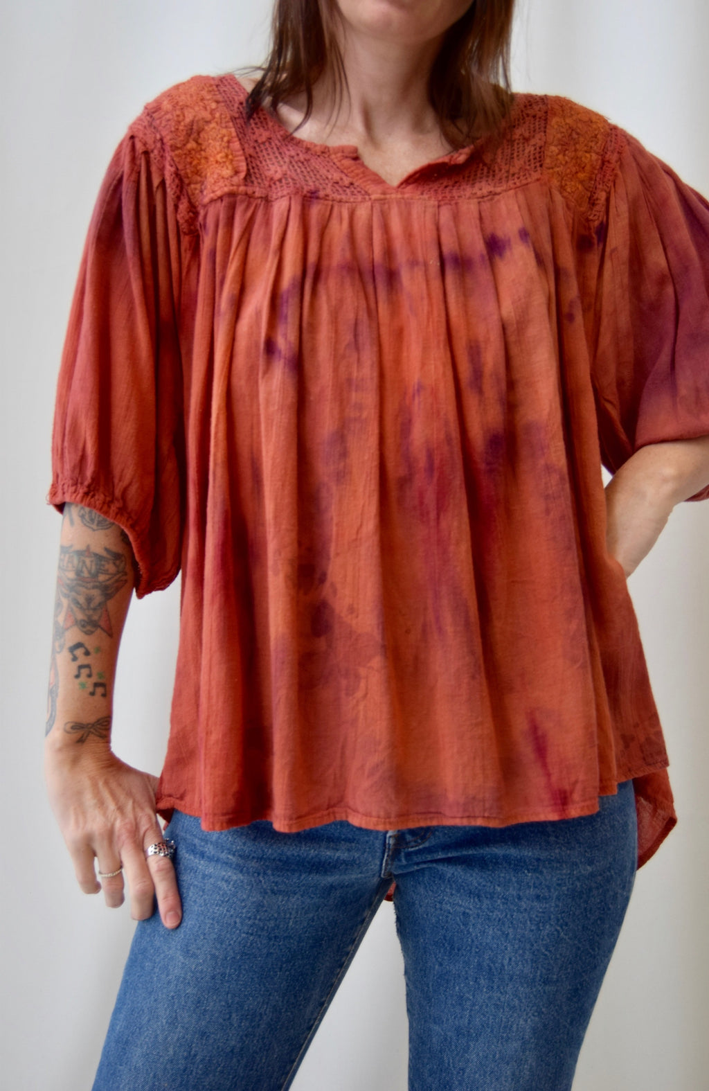 Sunset Tye Dye Peasant Blouse