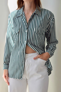 Striped Silk Button Up