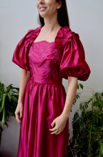 Vintage Magenta Satin Gown