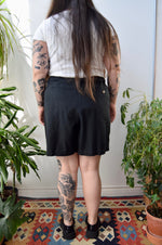 Black Cotton/Linen Skort