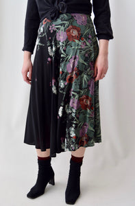 1970's Rayon Asymmetrical Floral Rayon Skirt