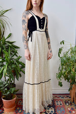 70s Renaissance Lace And Velvet Gown