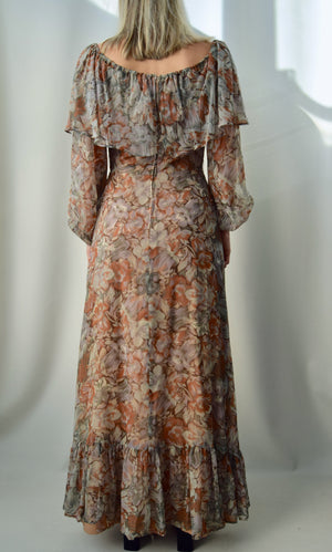 Muted Autumnal 70's Dress