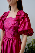 Vintage Magenta Satin Gown