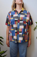 Quilt Print Cotton Button Up