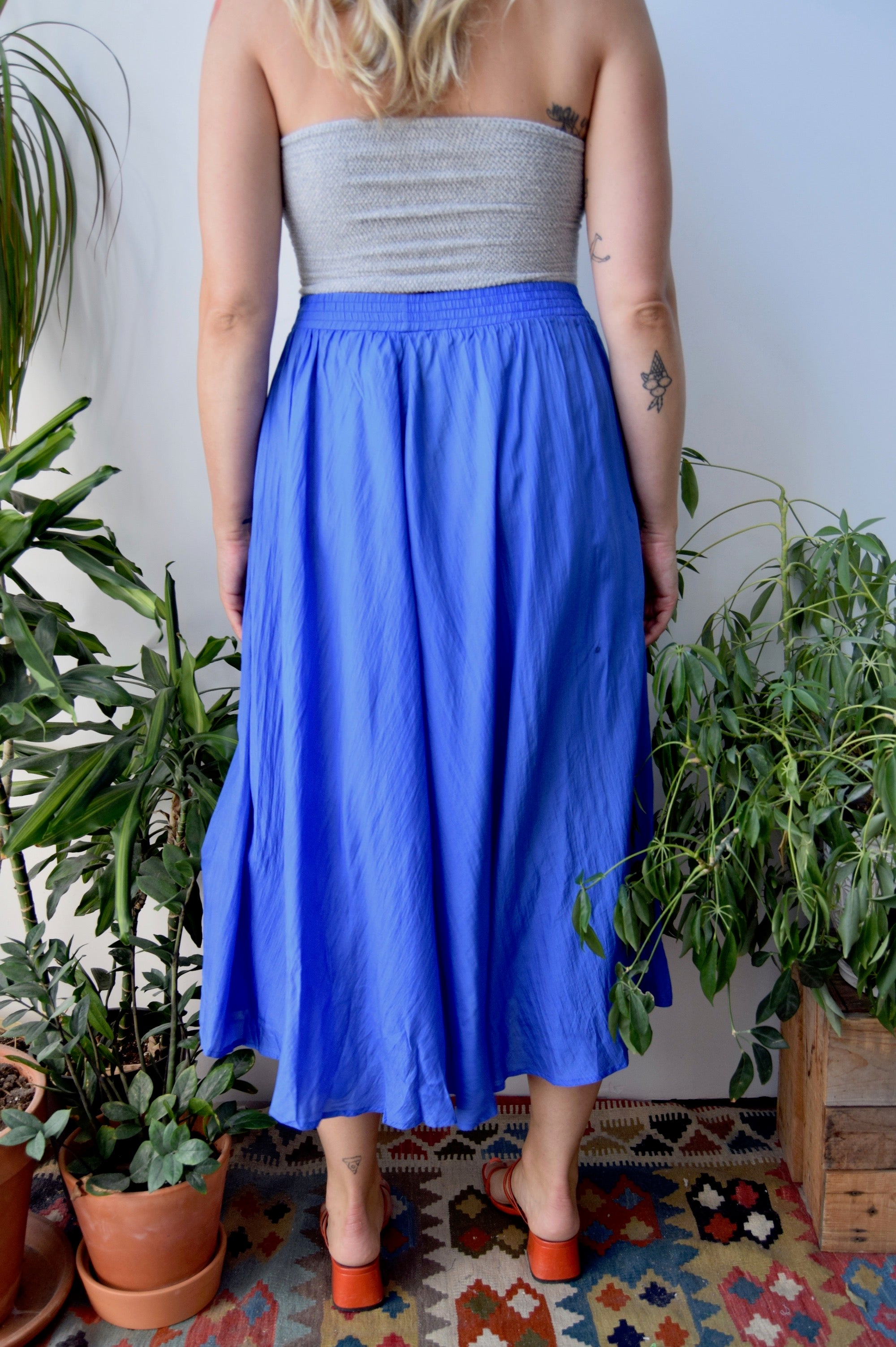 Cobalt Silk Skirt