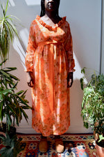 Orange Floral Seventies Dress