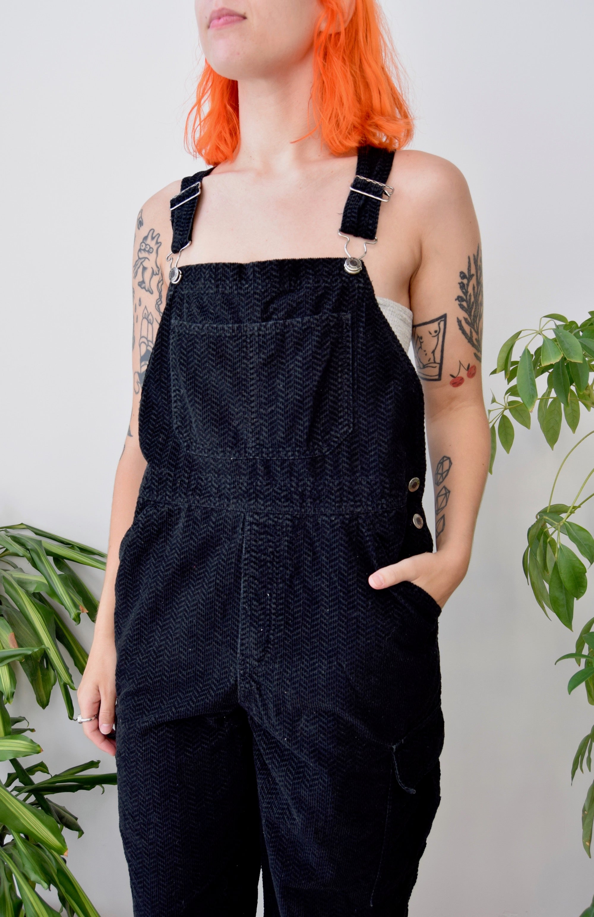 Herringbone Corduroy Cargo Overalls