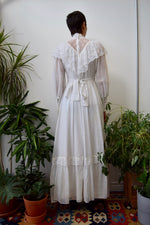 Seventies White Lace Gown
