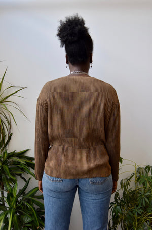 Brown & Black Gingham Blouse