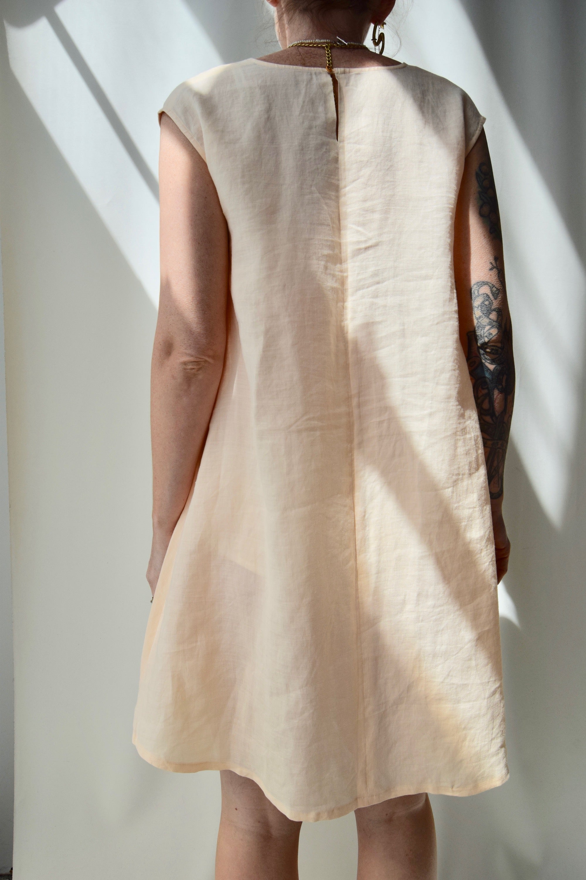 Light Peach Linen Summer Dress
