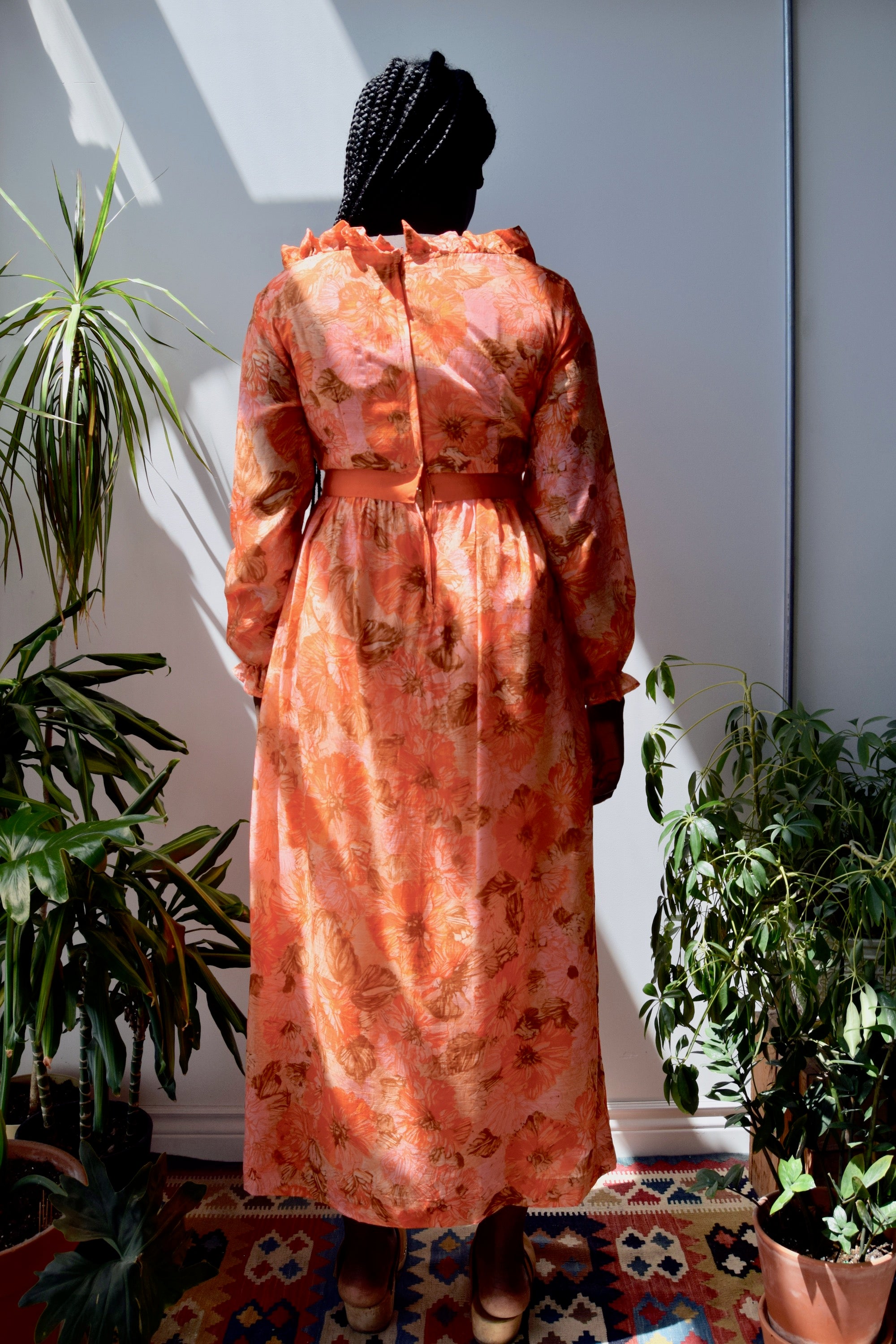 Orange Floral Seventies Dress