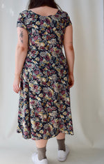 Muted Floral Rayon 90's Dress