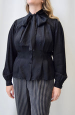 Silk Moire Pussy Bow Top