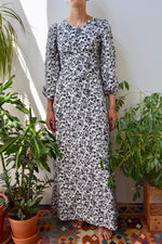 Black and White Botanical Maxi Dress