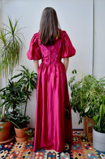 Vintage Magenta Satin Gown