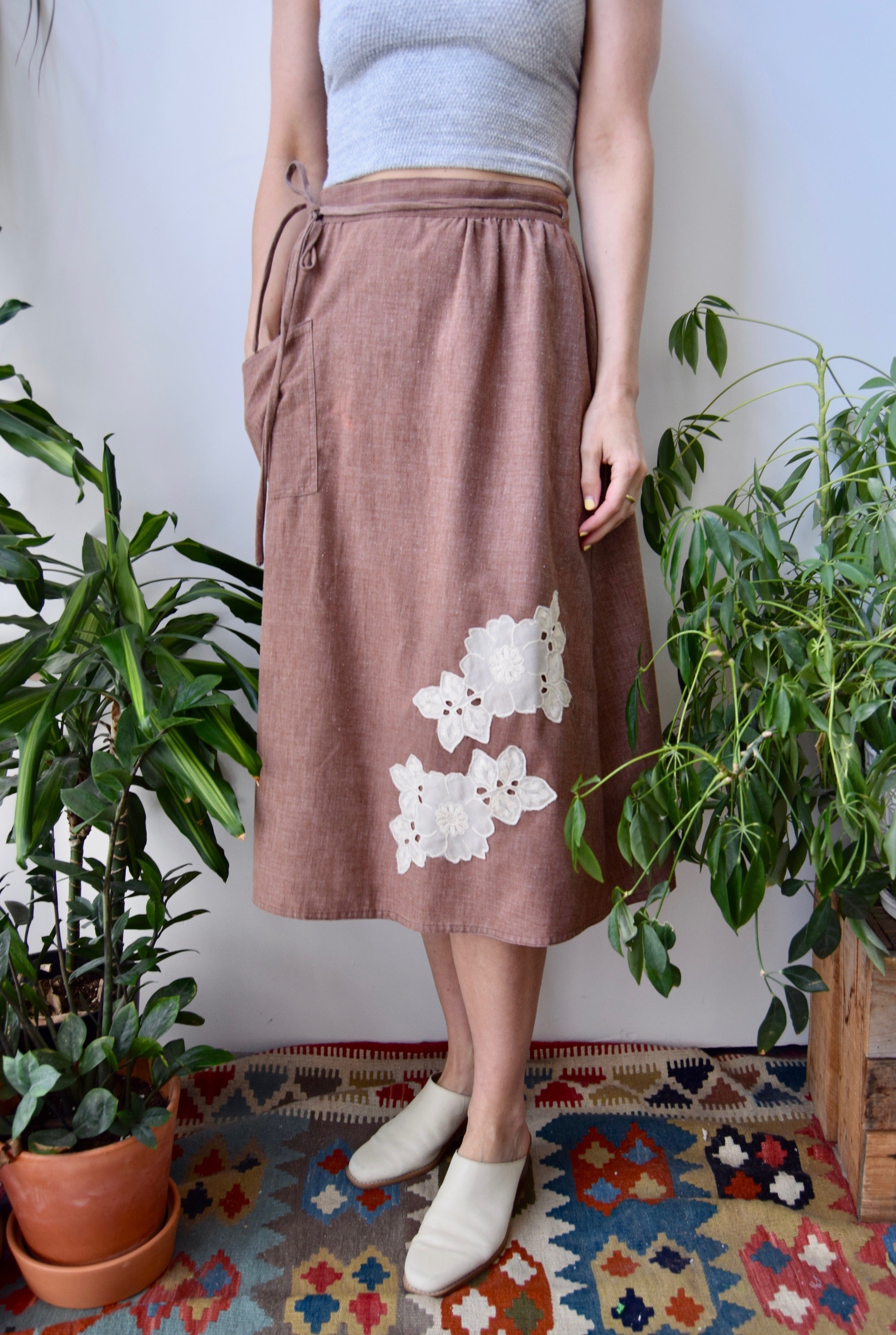 Seventies Floral Lace Wrap Skirt