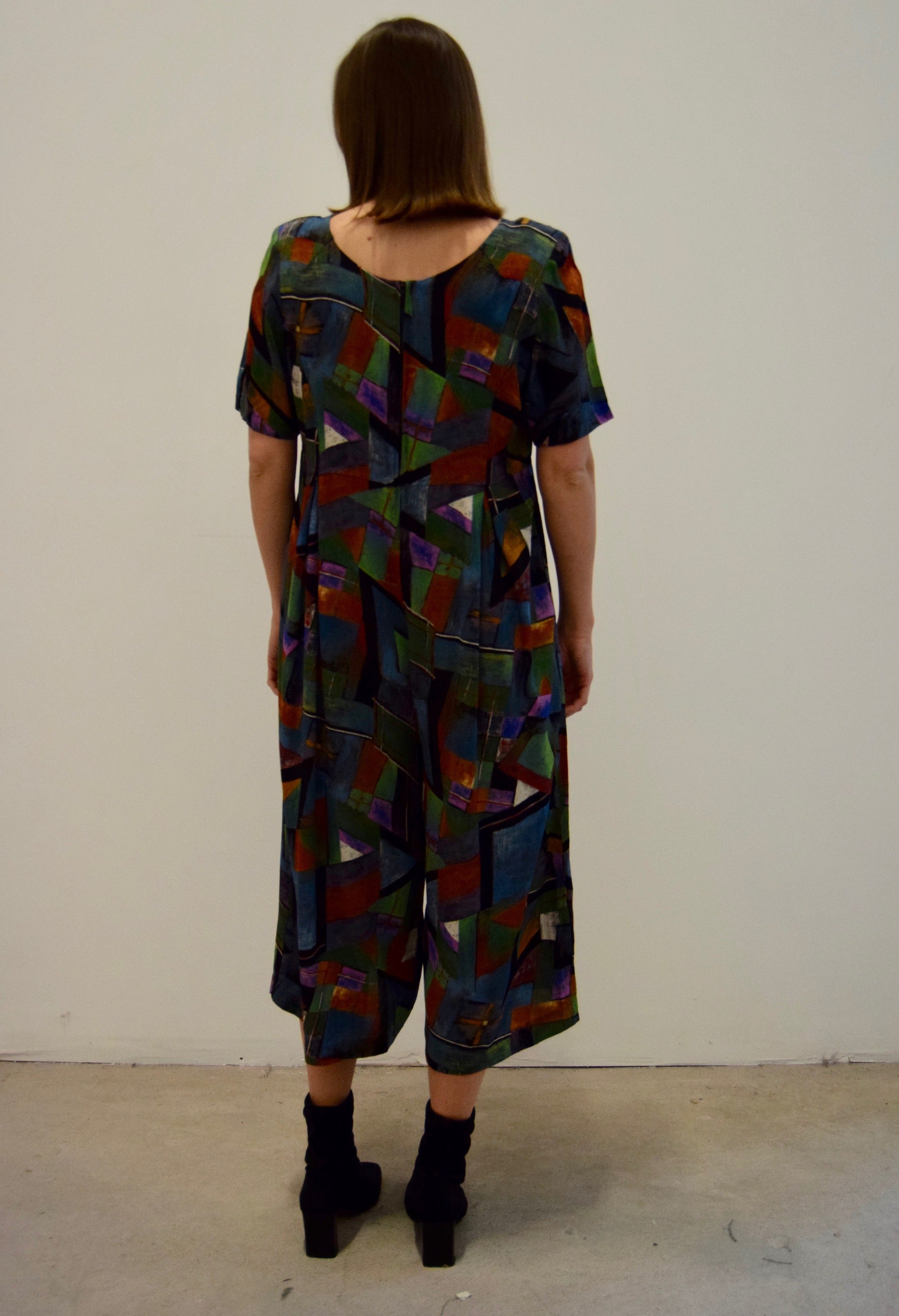 Abstract Printed Cropped Jumpsuit
