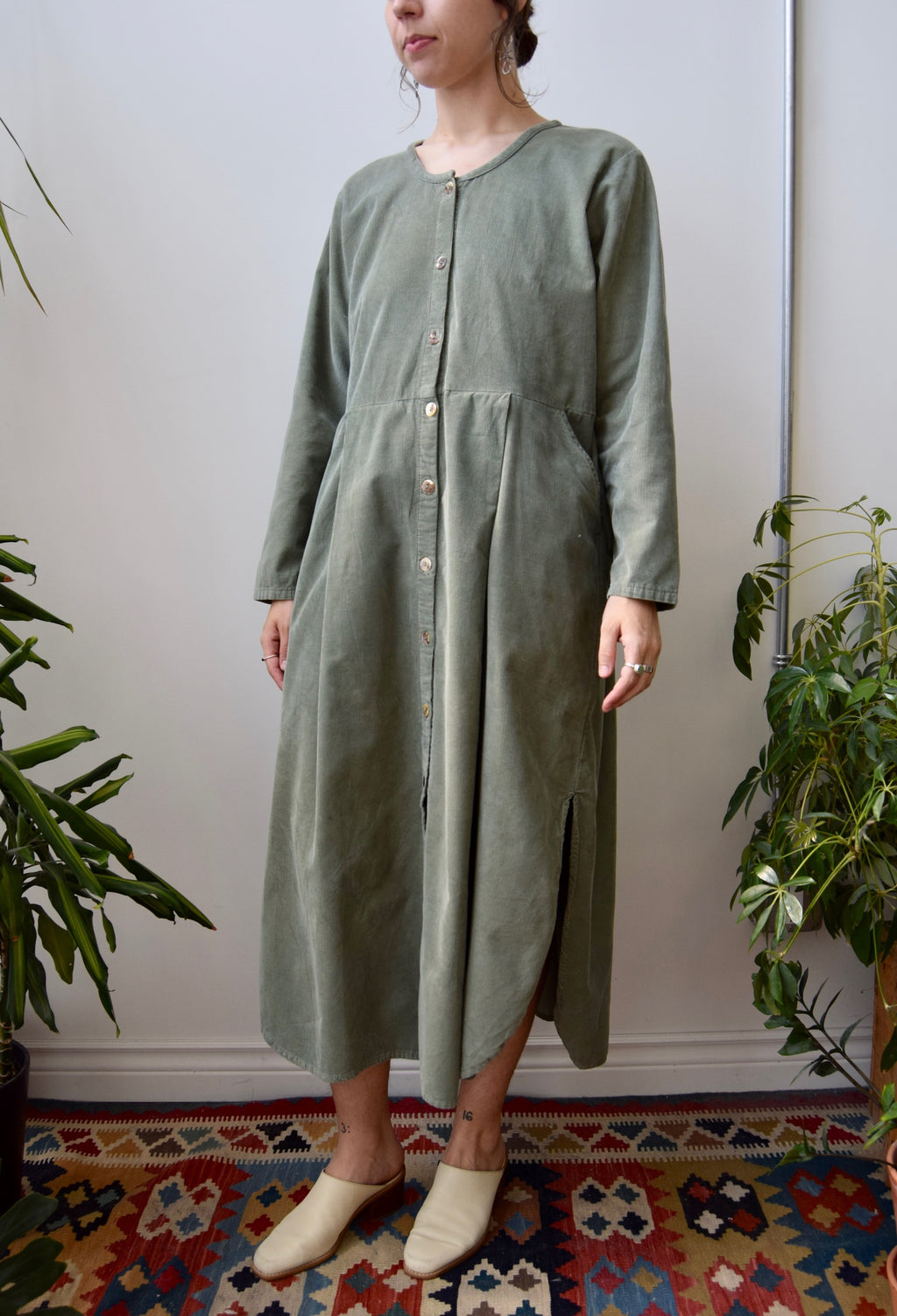 Sage Corduroy Market Dress