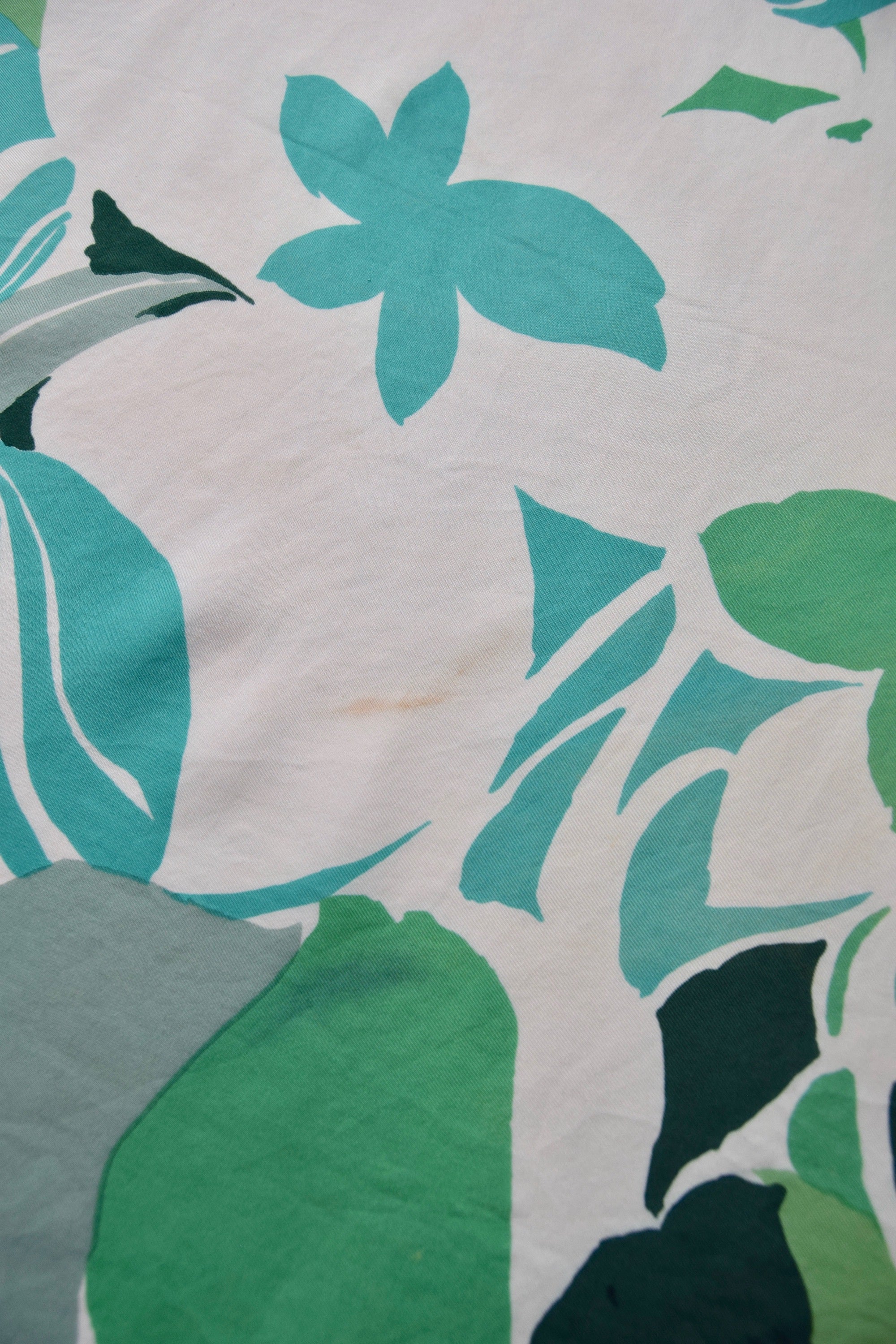 Vintage Christian Dior Shades of Green Botanical Silk Scarf