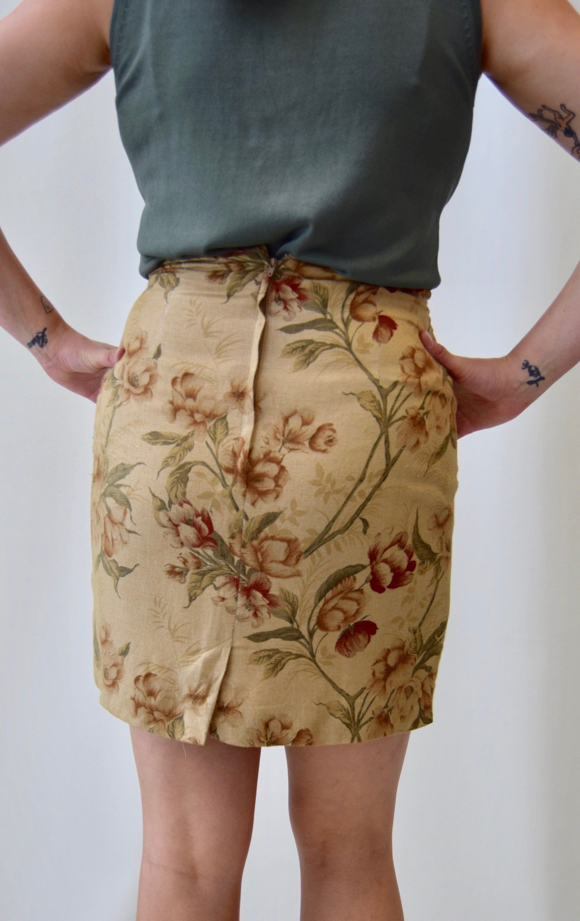 Antiquey Linen Pencil Skirt