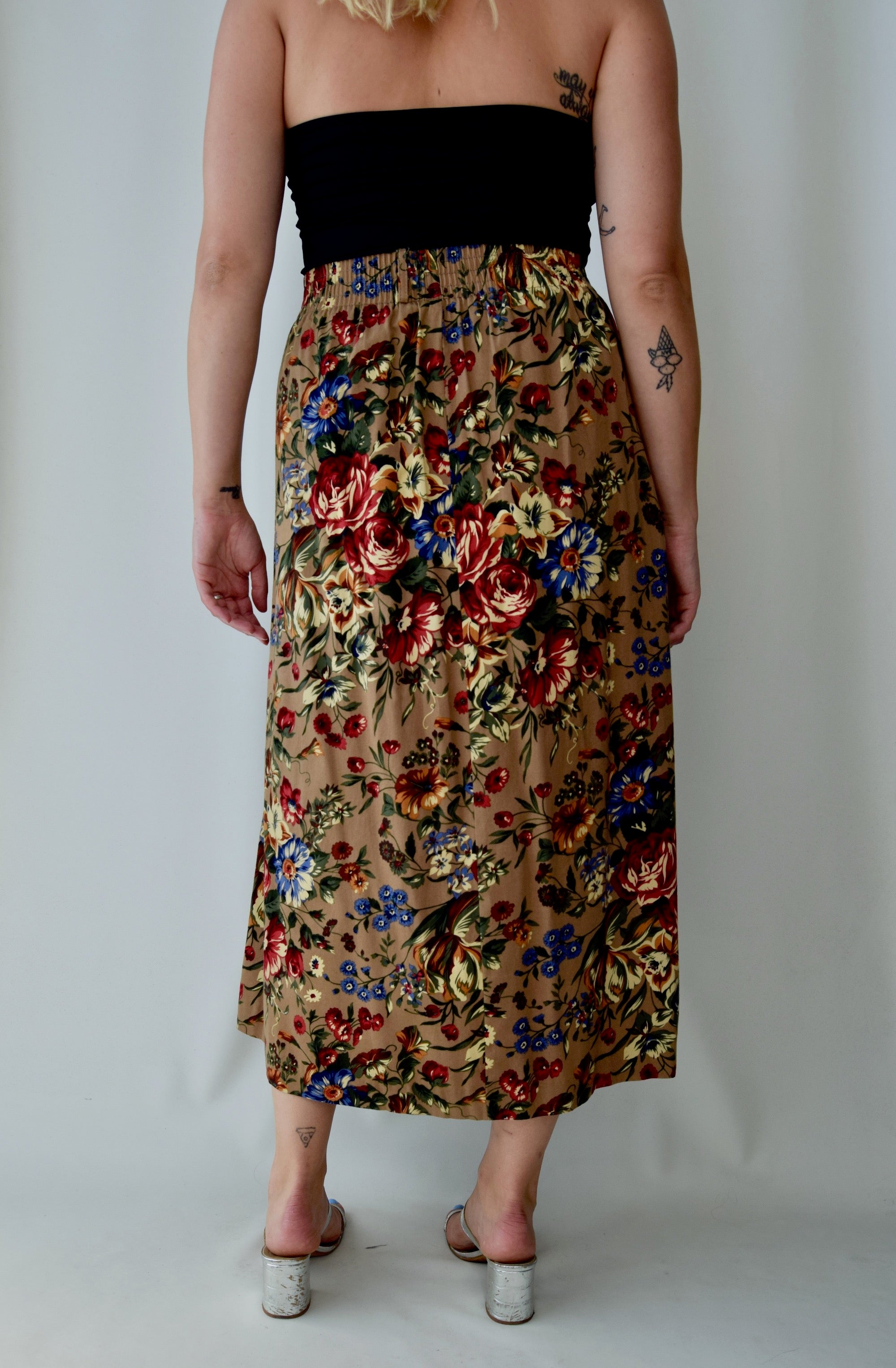 Autumnal Garden Button Front Skirt