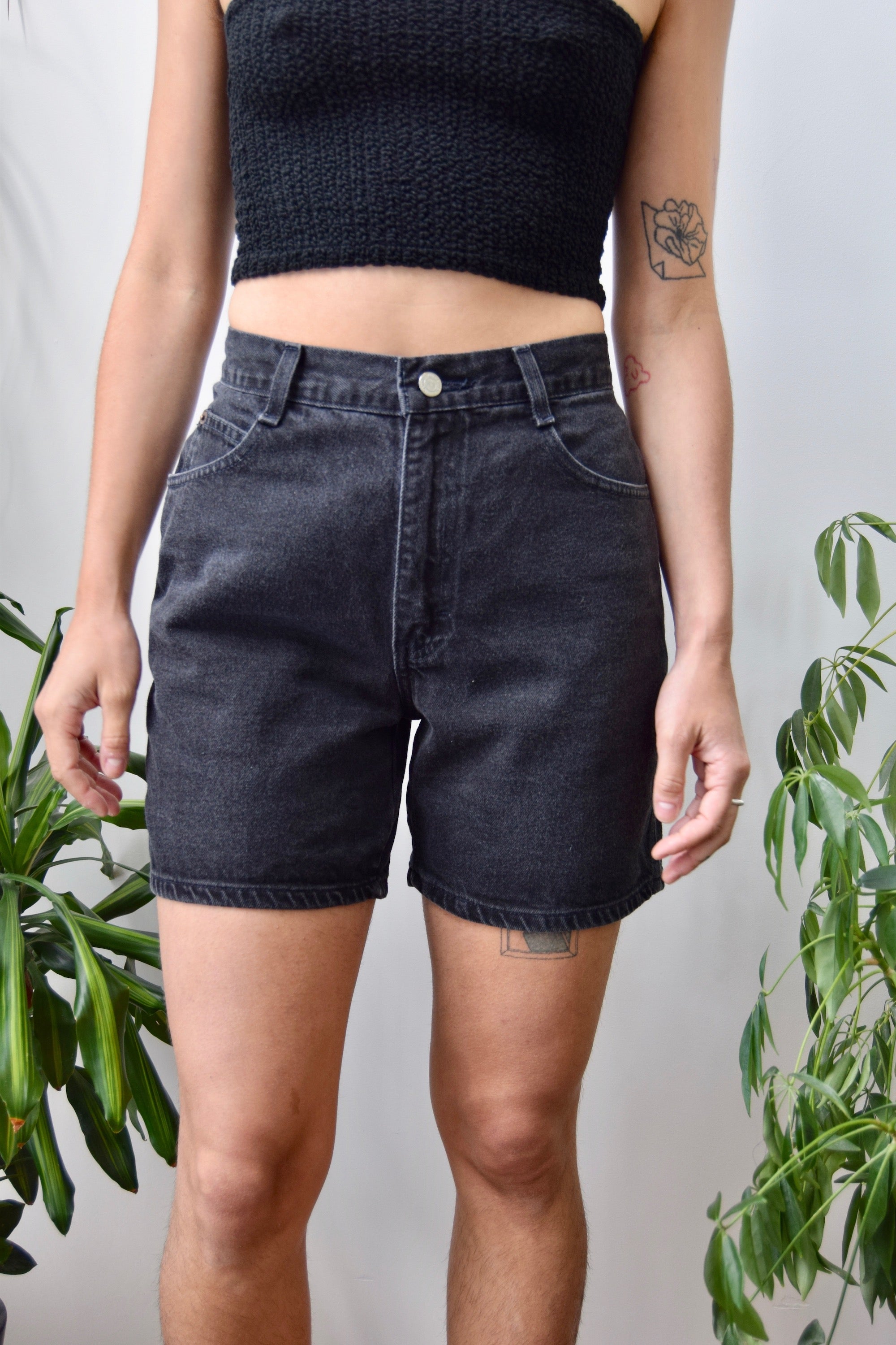 Classic Black Denim Shorts