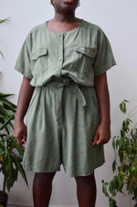 Sage Raw Silk Romper