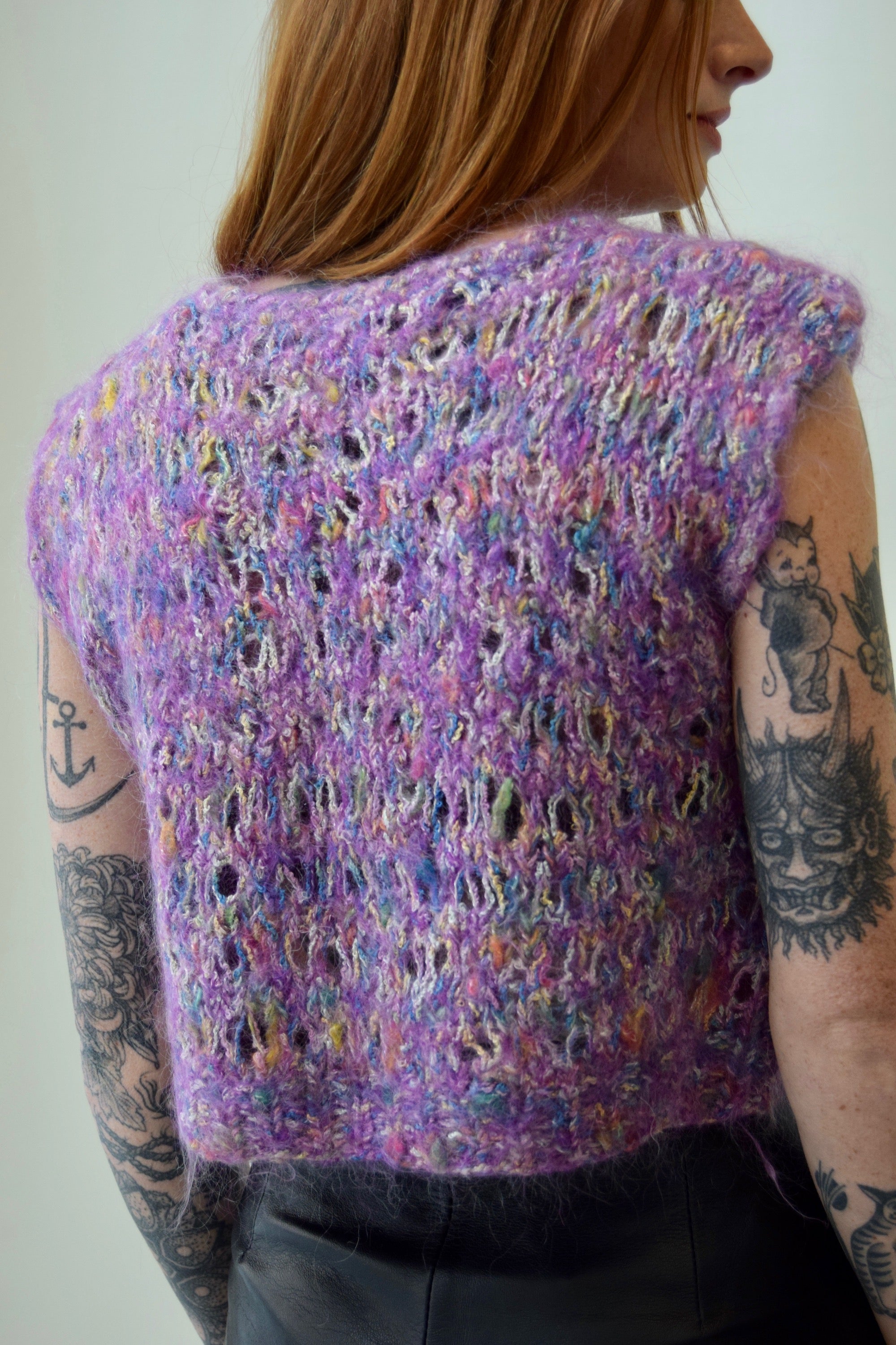 Purple Mohair Loose Knit Crop
