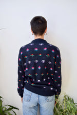 Navy Abstract Floral Sweater