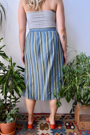 Muted Linen Stripe Skirt