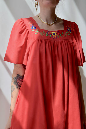 Soft Red Embroidered Dress