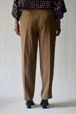 Tawny Brown Silk Blend Trousers