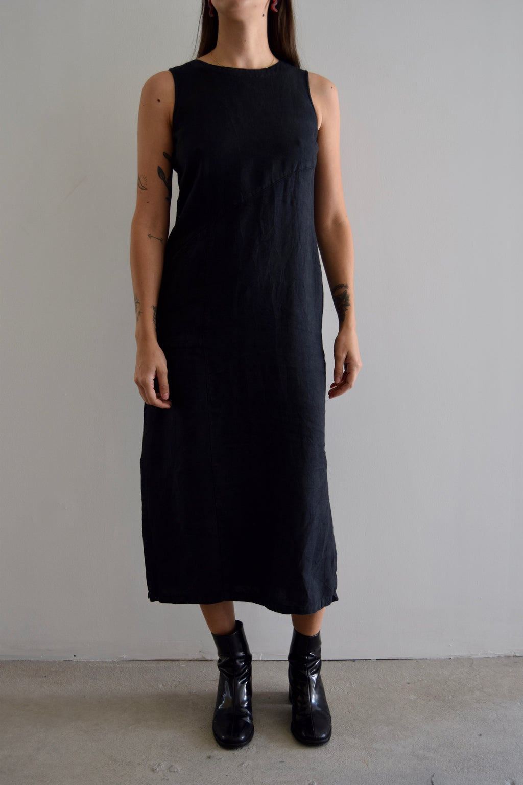 Vintage Kiko Petites Black Linen Dress