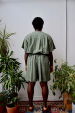 Sage Raw Silk Romper