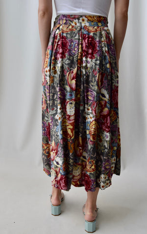 90's Bouquet Rayon Skirt