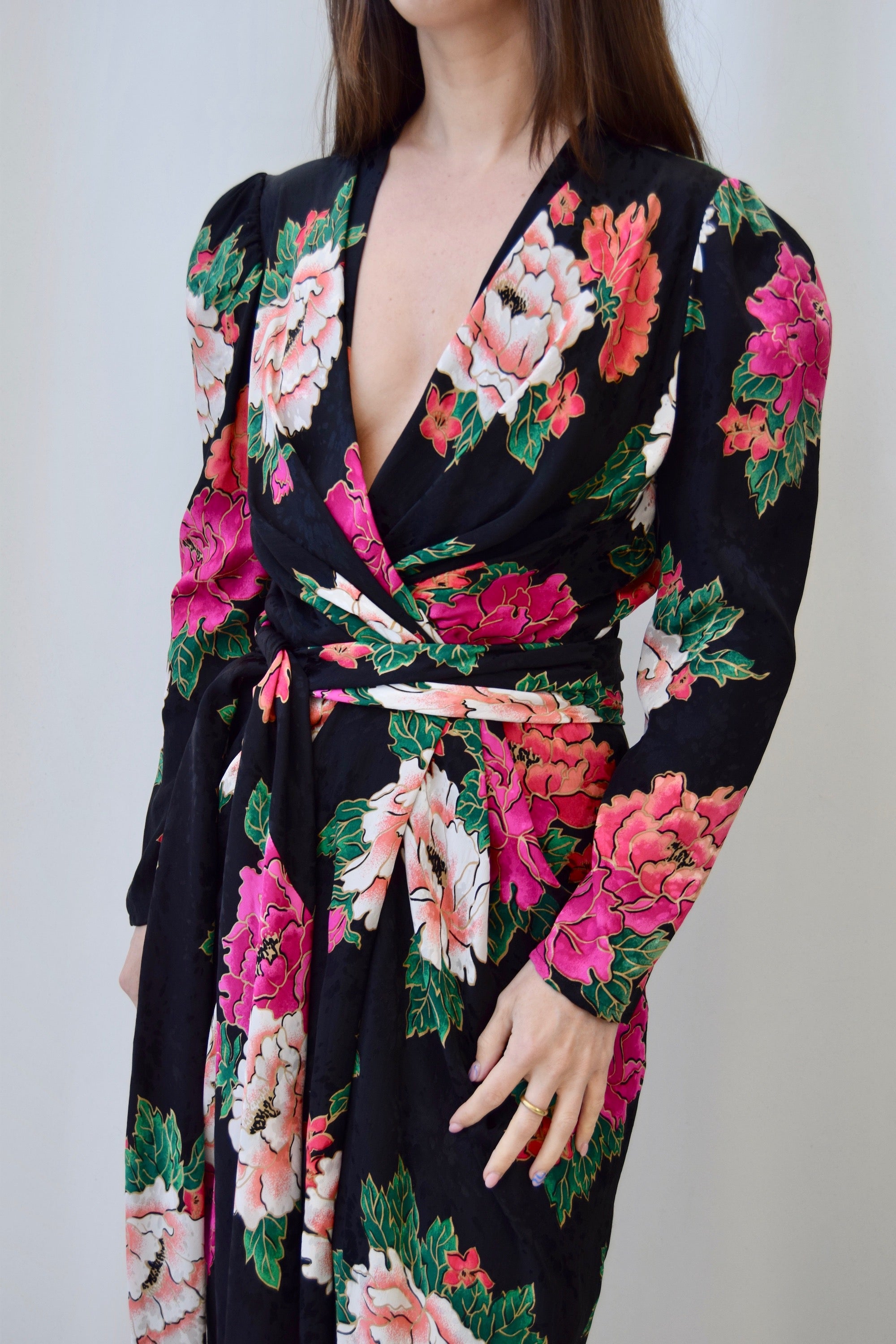 Carnation Silk Wrap Style Dress