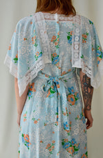 1970's Handkerchief Sleeve Floral Dress