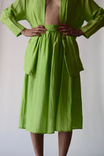 Vintage Silk Slime Green 2 Piece Skirt Suit