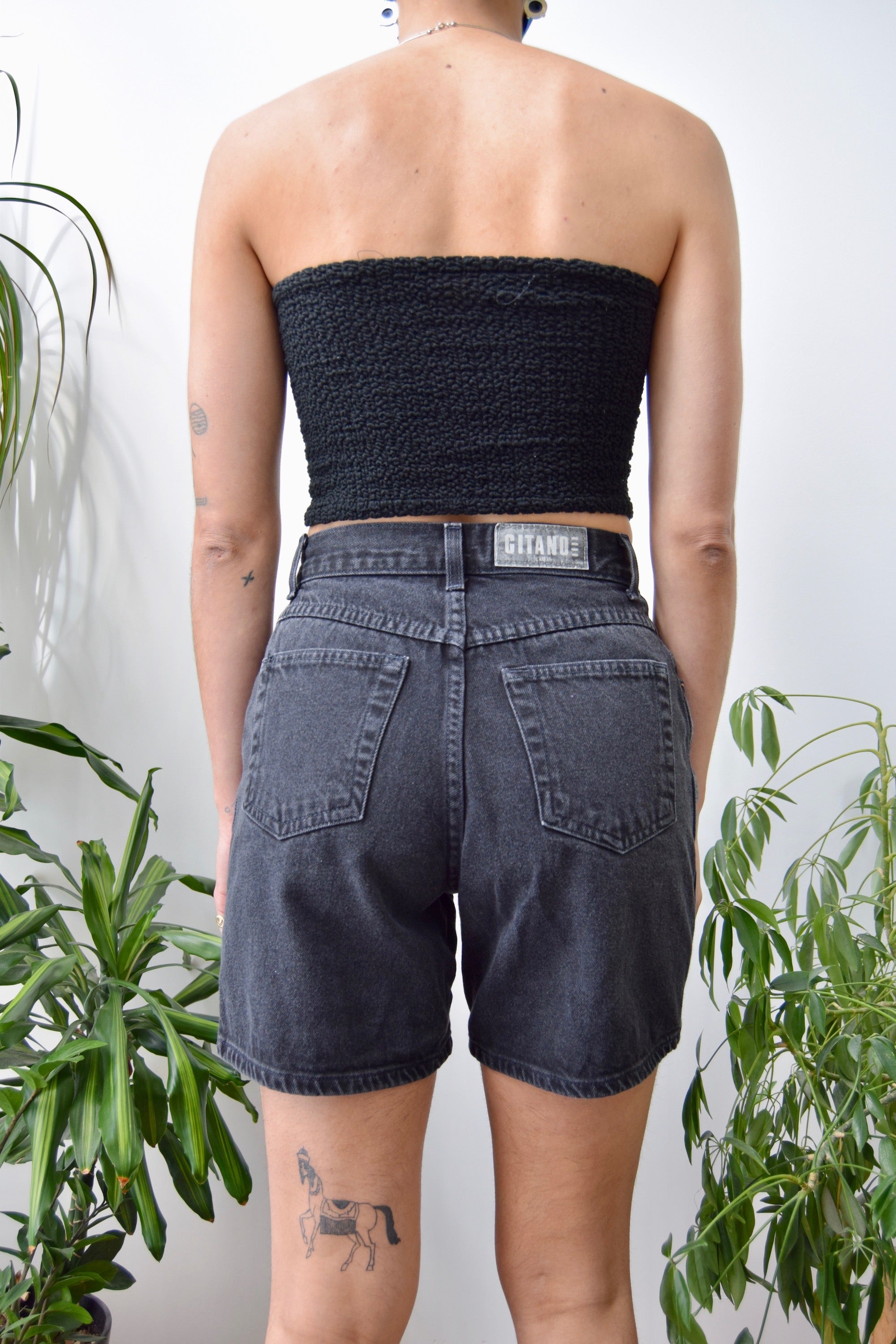 Classic Black Denim Shorts