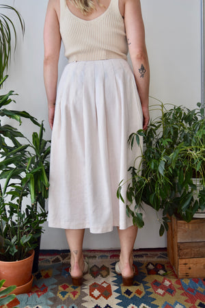 Blush Pleated Linen Skirt