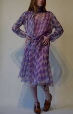 Vintage 1920's Art Deco Purple Patterned Silk Dress