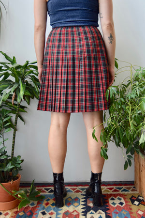 Red Plaid Pleated Skirt