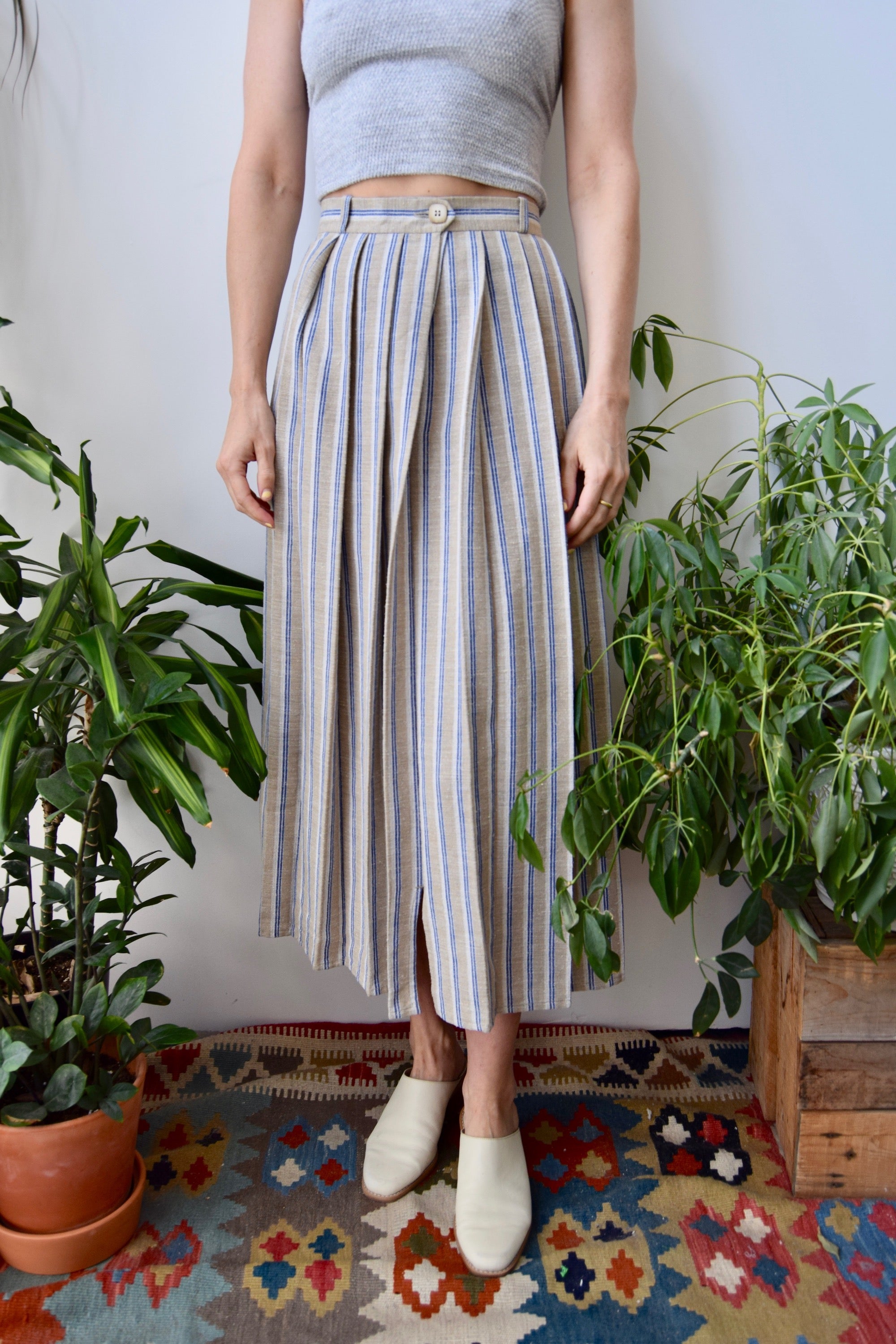 Eighties Striped Pleated Skirt