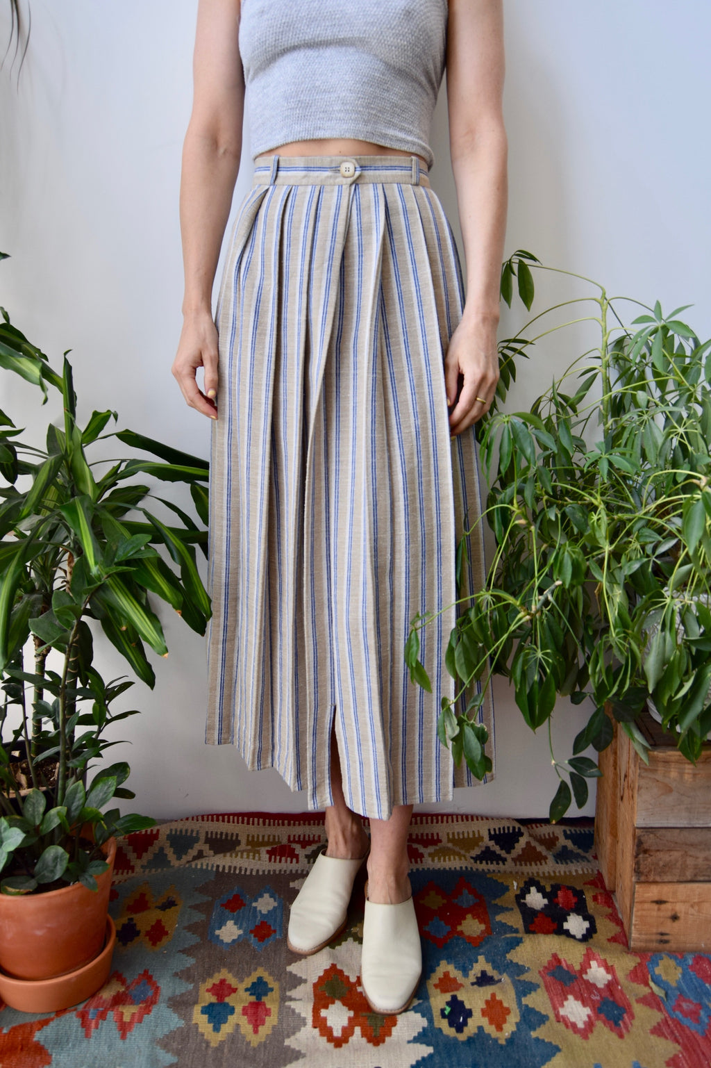 Eighties Striped Pleated Skirt