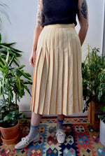 Cream Wool Pleat Skirt