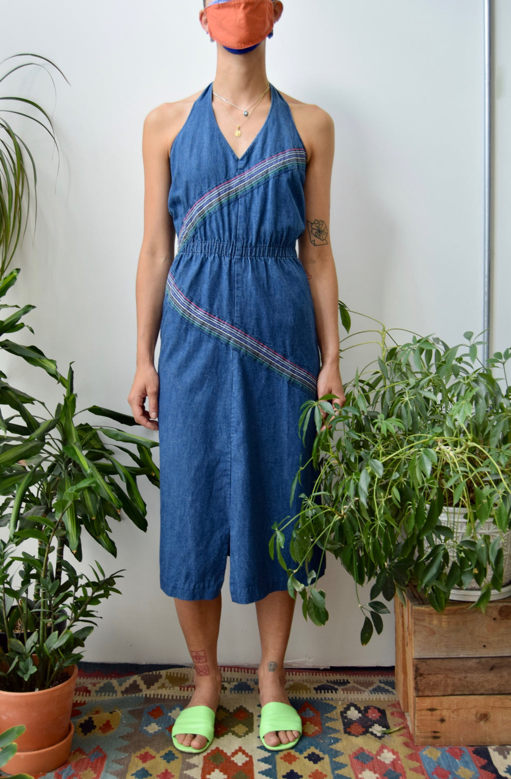 Seventies "Jazzie" Denim Halter Dress