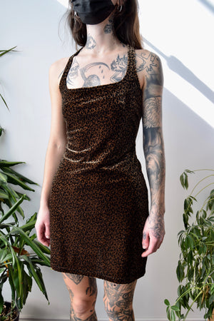 Velvet Leopard Slip Dress
